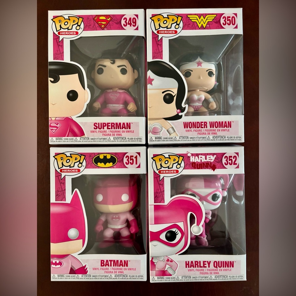 FUNKO POP HEROES DC COMICS LOT OF 5 FUNKO POPS BREAST CANCER AWARENESS NEW